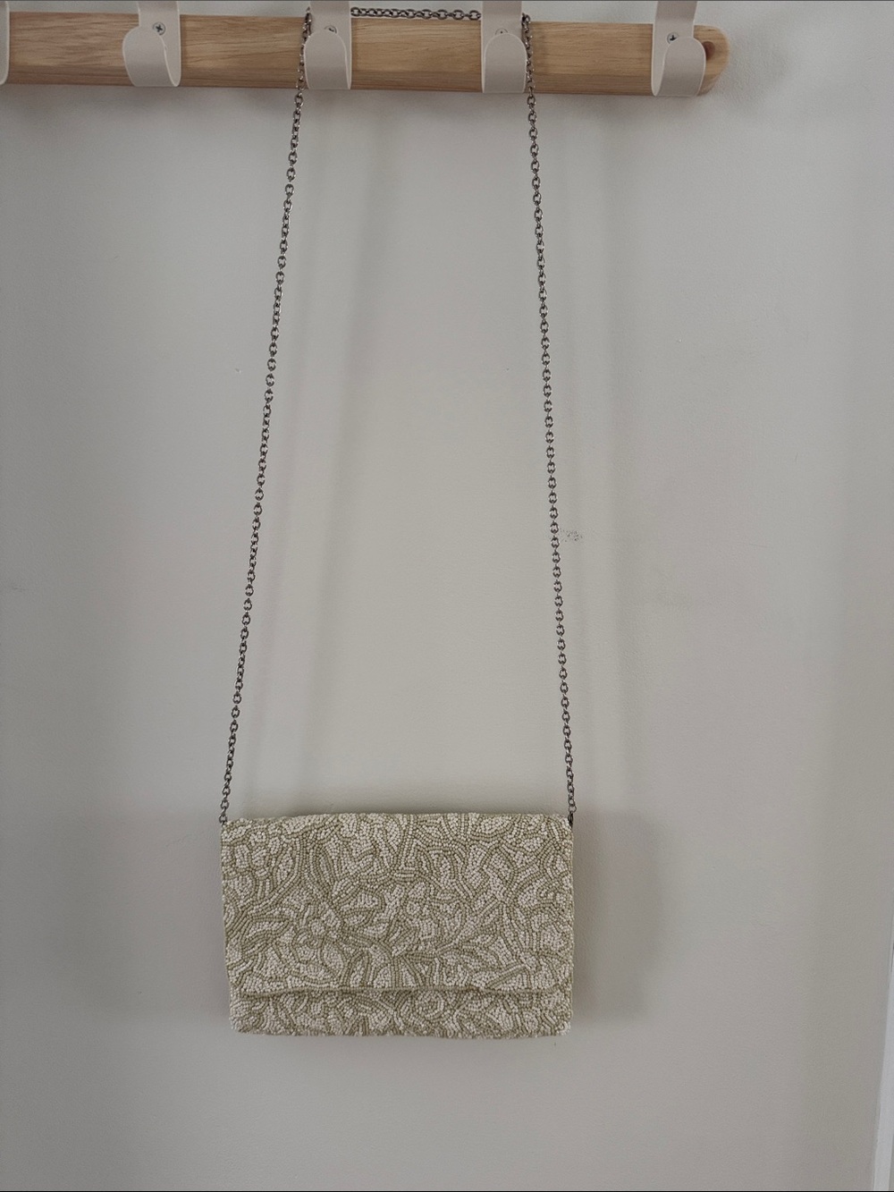 Lulu's Ivory Beaded Crossbody Bag